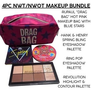 Hot Pink 'DRAG BAG' Makeup Pouch with Star Print